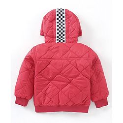 Babyhug Full Sleeves Reversible Jacket With Hood - Red