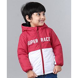 Babyhug Full Sleeve Hoodie Colorblock with HD Print - Red White