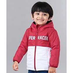 Babyhug Full Sleeve Hoodie Colorblock with HD Print - Red White