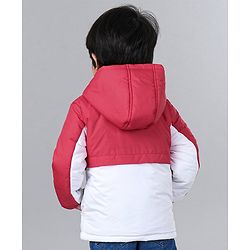 Babyhug Full Sleeve Hoodie Colorblock with HD Print - Red White