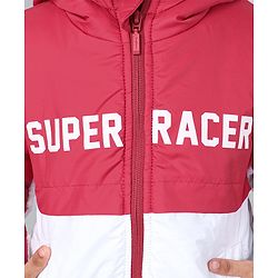 Babyhug Full Sleeve Hoodie Colorblock with HD Print - Red White