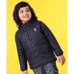 Babyhug Full Sleeves Striped Padded Jacket - Navy Blue