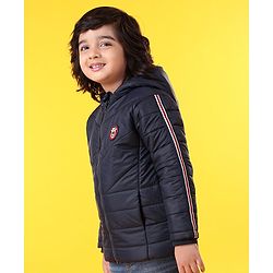 Babyhug Full Sleeves Striped Padded Jacket - Navy Blue