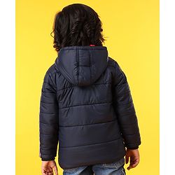 Babyhug Full Sleeves Striped Padded Jacket - Navy Blue