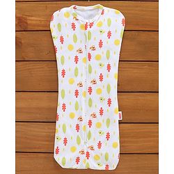 Babyhug Cotton Zipper Swaddle Racoon Print Pack of 2 - Red White