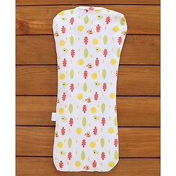 Babyhug Cotton Zipper Swaddle Racoon Print Pack of 2 - Red White