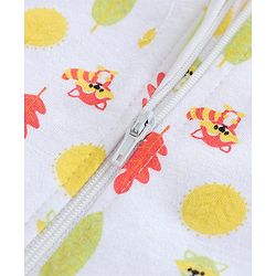 Babyhug Cotton Zipper Swaddle Racoon Print Pack of 2 - Red White