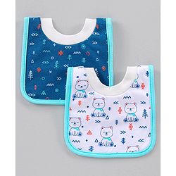 Babyhug Cotton Pullover Bibs Multi Print Set of 2 - Blue White