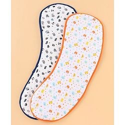 Babyhug Cotton Burp Cloths Multiprint Set of 2 - White
