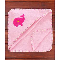 Babyhug Hooded Towel Whale Print - Pink