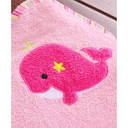 Babyhug Hooded Towel Whale Print - Pink