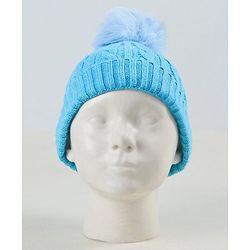 Babyhug Woollen Cap with Muffler & Mittens Blue - Diameter 9 cm