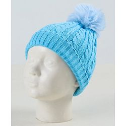 Babyhug Woollen Cap with Muffler & Mittens Blue - Diameter 9 cm