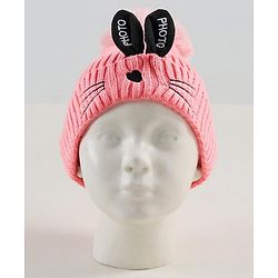 Babyhug Woollen Cap with Scarf Peach - Diameter 11 cm