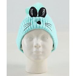 Babyhug Woollen Cap with Scarf Green - Diameter 11 cm