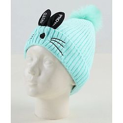 Babyhug Woollen Cap with Scarf Green - Diameter 11 cm