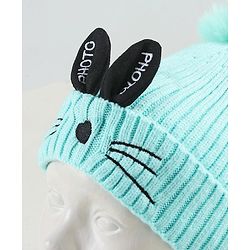 Babyhug Woollen Cap with Scarf Green - Diameter 11 cm