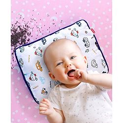 Babyhug Cotton Head Shaping 1 Kg Mustard Seeds/Rai Pillow Car Print - Navy Blue