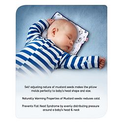 Babyhug Cotton Head Shaping 1 Kg Mustard Seeds/Rai Pillow Car Print - Navy Blue