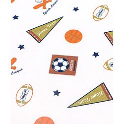Babyhug Premium 100% Cotton Fitted Crib Sheet Sports Print Regular - White