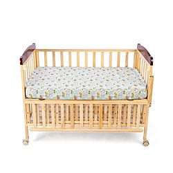 Babyhug Premium 100% Cotton Fitted Crib Sheet Transport Print Small - Blue
