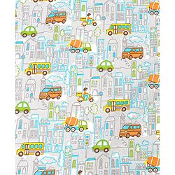 Babyhug Premium 100% Cotton Fitted Crib Sheet Transport Print Small - Blue