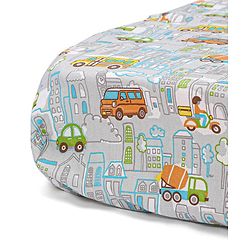 Babyhug Premium 100% Cotton Fitted Crib Sheet Transport Print Small - Blue