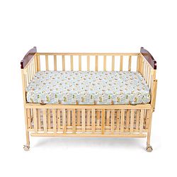 Babyhug Premium 100% Cotton Fitted Crib Sheet Transport Print Large - Blue| Gentle on Babies Skin| Cozy Sleeping Environment| Versatile Use| 100% Cotton| Elastic Borders| Machine Washable