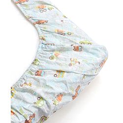 Babyhug Premium 100% Cotton Fitted Crib Sheet Transport Print Large - Blue| Gentle on Babies Skin| Cozy Sleeping Environment| Versatile Use| 100% Cotton| Elastic Borders| Machine Washable