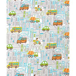 Babyhug Premium 100% Cotton Fitted Crib Sheet Transport Print Large - Blue| Gentle on Babies Skin| Cozy Sleeping Environment| Versatile Use| 100% Cotton| Elastic Borders| Machine Washable