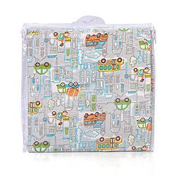 Babyhug Premium 100% Cotton Fitted Crib Sheet Transport Print Large - Blue| Gentle on Babies Skin| Cozy Sleeping Environment| Versatile Use| 100% Cotton| Elastic Borders| Machine Washable