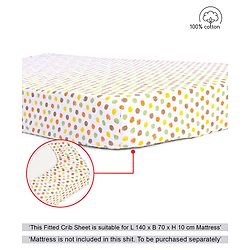 Babyhug Premium 100% Cotton Fitted Crib Sheet Polka Dots Large - Multicolor| Gentle on Babies Skin| Cozy Sleeping Environment| Versatile Use| 100% Cotton| Elastic Borders| Machine Washable