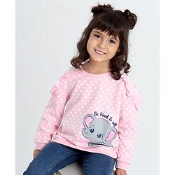 Babyhug Full Sleeves Sweatshirt With Elephant Graphics - Pink
