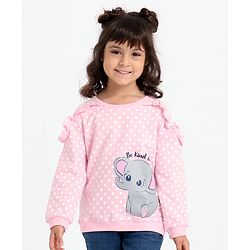 Babyhug Full Sleeves Sweatshirt With Elephant Graphics - Pink