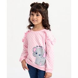 Babyhug Full Sleeves Sweatshirt With Elephant Graphics - Pink