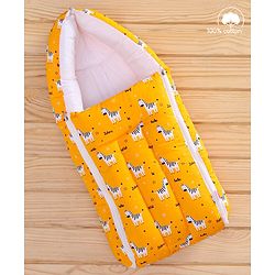 Babyhug 100% Cotton Sleeping Bag cum Carry Nest Zebra Print - Orange