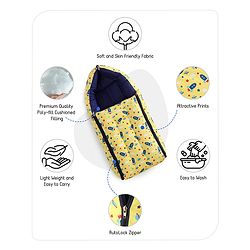 Babyhug 100% Cotton Sleeping Bag cum Carry Nest Space Print - Yellow