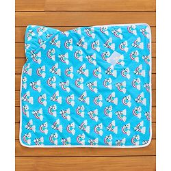 Babyhug 100% Cotton Hooded Quilted Wrapper Panda Print - Blue