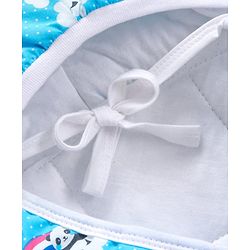 Babyhug 100% Cotton Hooded Quilted Wrapper Panda Print - Blue