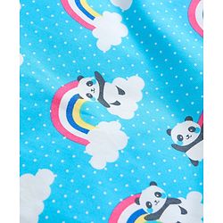 Babyhug 100% Cotton Hooded Quilted Wrapper Panda Print - Blue