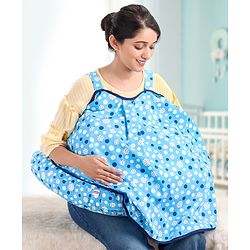 Babyhug 100% Cotton Feeding Pillow with Nursing Cape Polka Dots - Blue