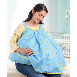 Babyhug 100% Cotton Feeding Pillow with Nursing Cape Moon Print - Blue