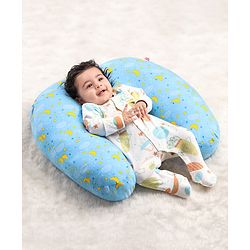 Babyhug 100% Cotton Feeding Pillow with Nursing Cape Moon Print - Blue