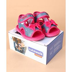 Cute Walk by Babyhug Sandals Bow Applique - Dark Pink