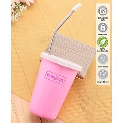 Babyhug Stainless Steel Tumbler With Airtight Lids & Straw Pink - 300 ml