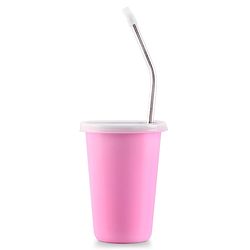 Babyhug Stainless Steel Tumbler With Airtight Lids & Straw Pink - 300 ml