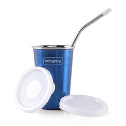 Babyhug Stainless Steel Tumbler With Airtight Lids & Straw Blue - 300 ml