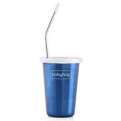 Babyhug Stainless Steel Tumbler With Airtight Lids & Straw Blue - 300 ml