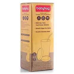 Babyhug Stainless Steel Tumbler With Airtight Lids & Straw Blue - 300 ml