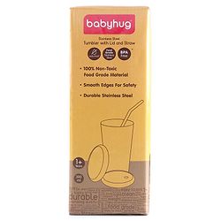 Babyhug Stainless Steel Tumbler With Airtight Lids & Straw Blue - 300 ml